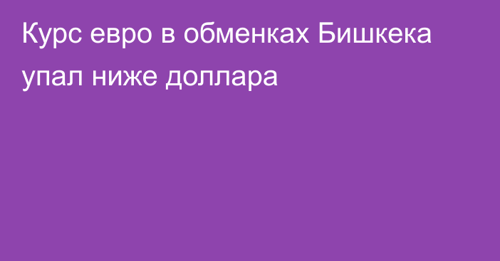 Курс евро в обменках Бишкека упал ниже доллара