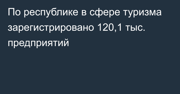 По республике в сфере туризма зарегистрировано 120,1 тыс. предприятий