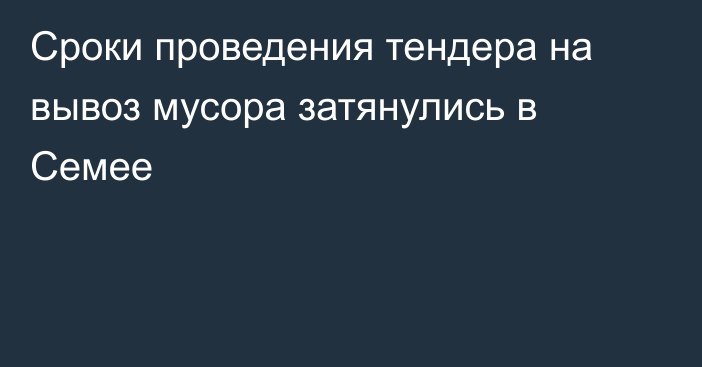 Сроки проведения тендера на вывоз мусора затянулись в Семее