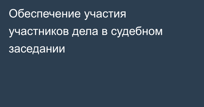 Обеспечение участия участников дела в судебном заседании