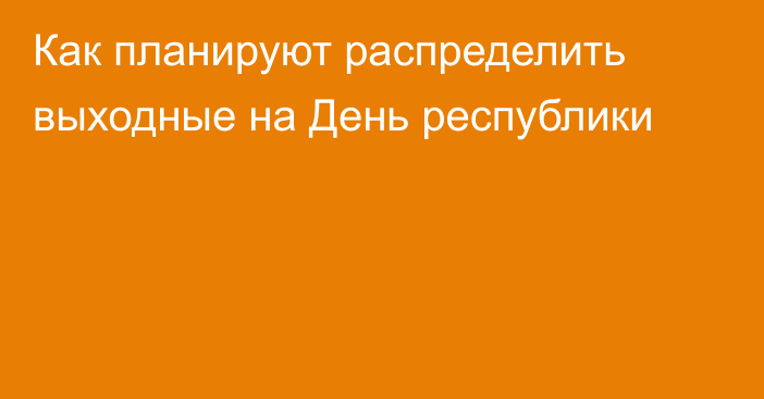 Как планируют распределить выходные на День республики