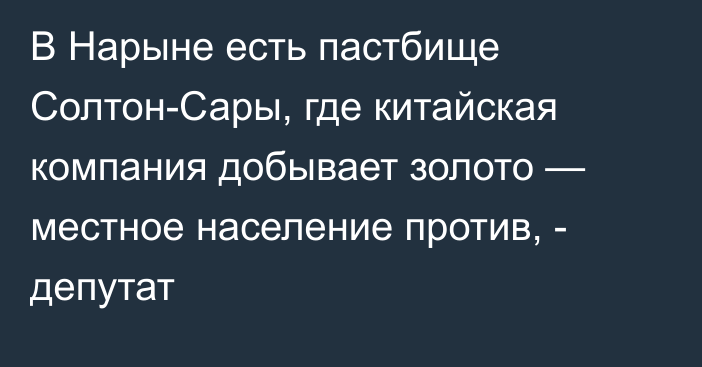 В Нарыне есть пастбище Солтон-Сары, где китайская компания добывает золото — местное население против, - депутат