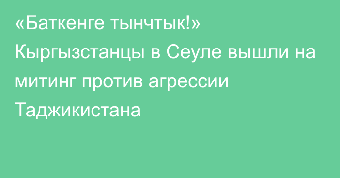 «Баткенге тынчтык!» Кыргызстанцы в Сеуле вышли на митинг против агрессии Таджикистана