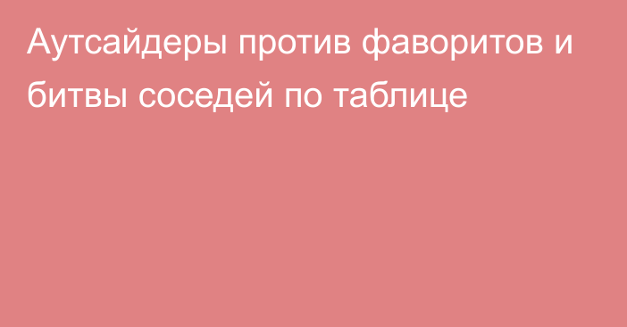 Аутсайдеры против фаворитов и битвы соседей по таблице