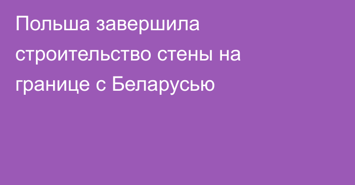 Польша завершила строительство стены на границе с Беларусью