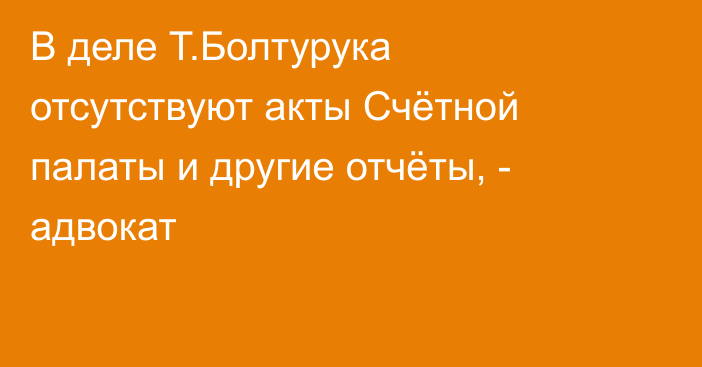 В деле Т.Болтурука отсутствуют акты Счётной палаты и другие отчёты, - адвокат