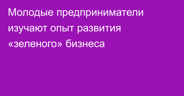 Молодые предприниматели изучают опыт развития «зеленого» бизнеса