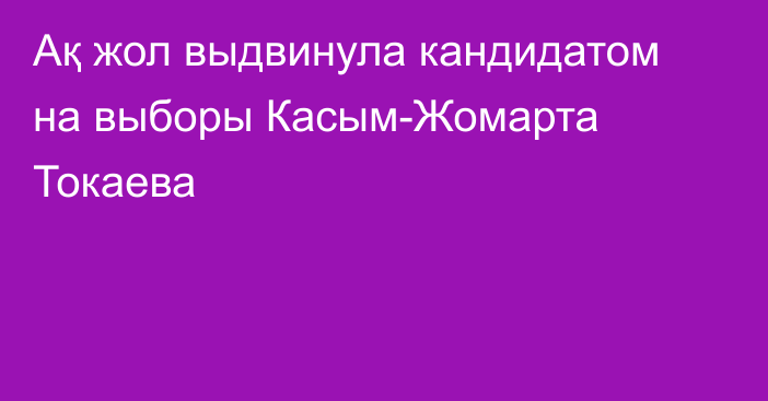 Ақ жол выдвинула кандидатом на выборы Касым-Жомарта Токаева