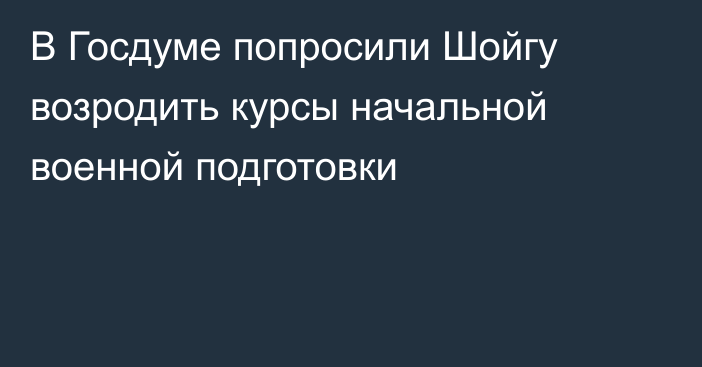 В Госдуме попросили Шойгу возродить курсы начальной военной подготовки