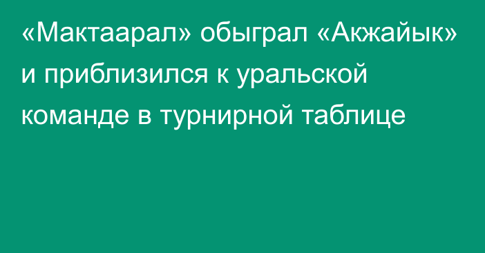 «Мактаарал» обыграл «Акжайык» и приблизился к уральской команде в турнирной таблице