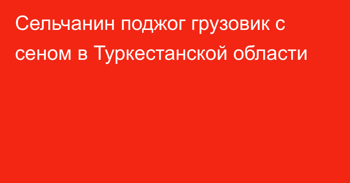 Сельчанин поджог грузовик с сеном в Туркестанской области