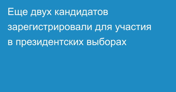 Еще двух кандидатов зарегистрировали для участия в президентских выборах