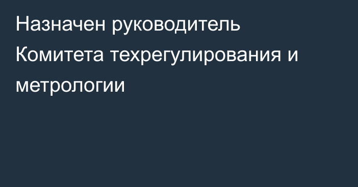 Назначен руководитель Комитета техрегулирования и метрологии