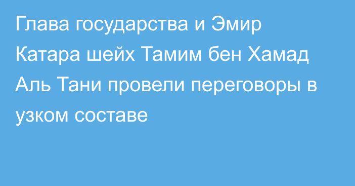 Глава государства и Эмир Катара шейх Тамим бен Хамад Аль Тани провели переговоры в узком составе