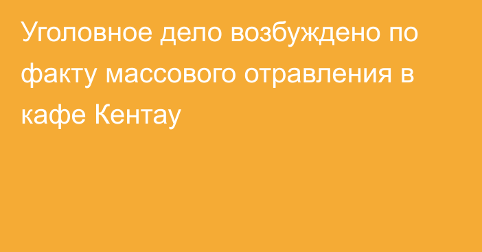 Уголовное дело возбуждено по факту массового отравления в кафе Кентау