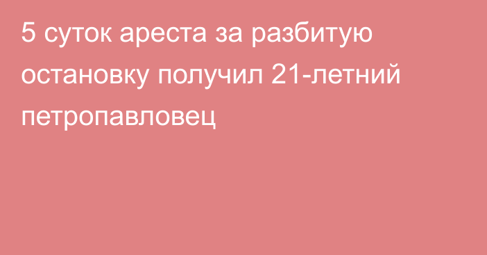 5 суток ареста за разбитую остановку получил 21-летний петропавловец