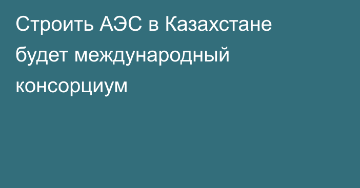 Строить АЭС в Казахстане будет международный консорциум