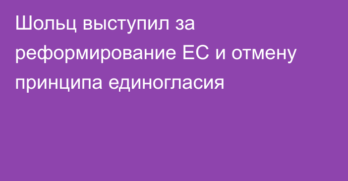 Шольц выступил за реформирование ЕС и отмену принципа единогласия