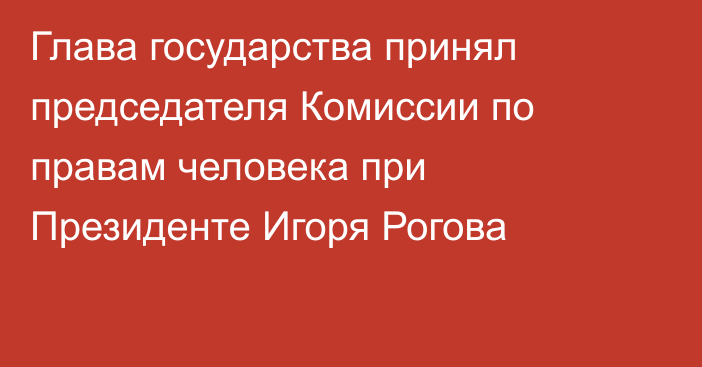 Глава государства принял председателя Комиссии по правам человека при Президенте Игоря Рогова