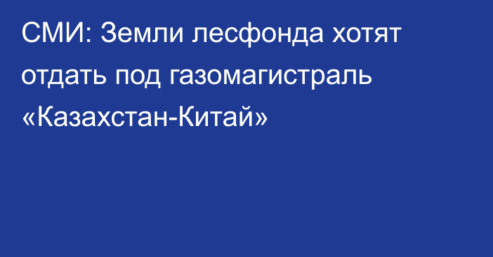 СМИ: Земли лесфонда хотят отдать под газомагистраль «Казахстан-Китай»