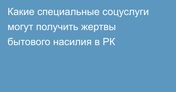 Какие специальные соцуслуги могут получить жертвы бытового насилия в РК