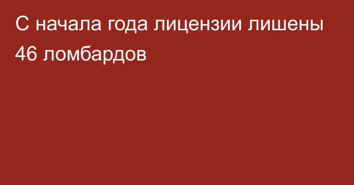 С начала года лицензии лишены 46 ломбардов