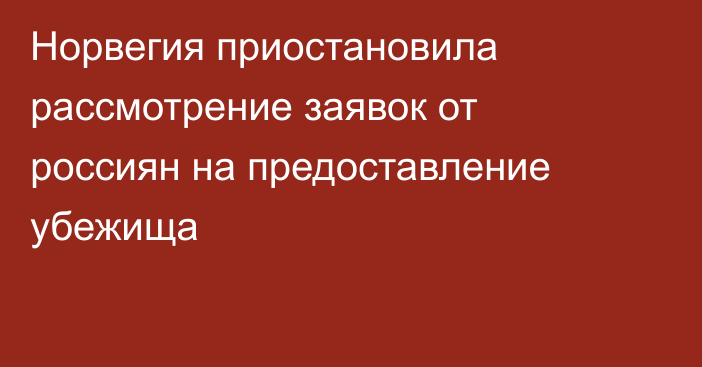 Норвегия приостановила рассмотрение заявок от россиян на предоставление убежища