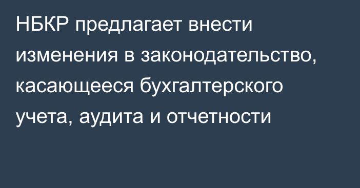 НБКР предлагает внести изменения в законодательство, касающееся бухгалтерского учета, аудита и отчетности