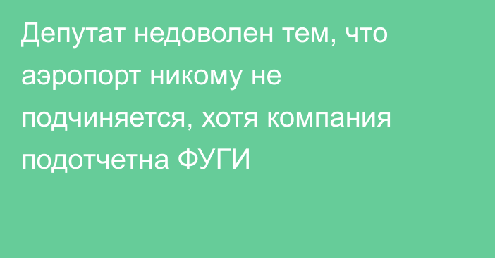 Депутат недоволен тем, что аэропорт никому не подчиняется, хотя компания подотчетна ФУГИ