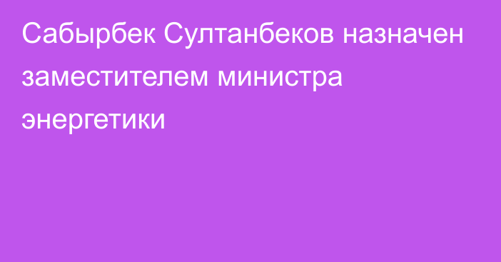 Сабырбек Султанбеков назначен заместителем министра энергетики