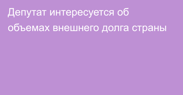 Депутат интересуется об объемах внешнего долга страны