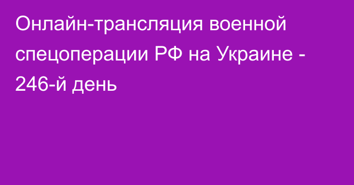 Онлайн-трансляция военной спецоперации РФ на Украине - 246-й день