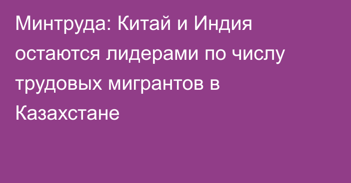 Минтруда: Китай и Индия остаются лидерами по числу трудовых мигрантов в Казахстане