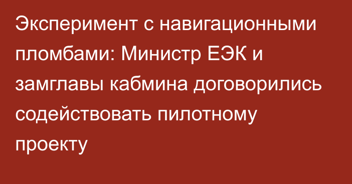 Эксперимент с навигационными пломбами: Министр ЕЭК и замглавы кабмина договорились содействовать пилотному проекту