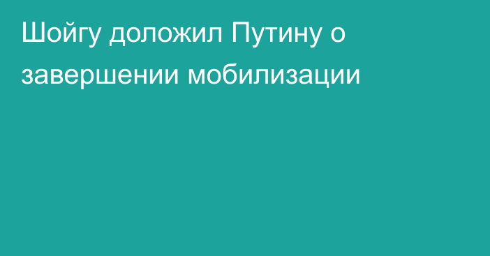 Шойгу доложил Путину о завершении мобилизации