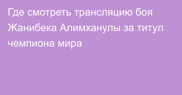 Где смотреть трансляцию боя Жанибека Алимханулы за титул чемпиона мира