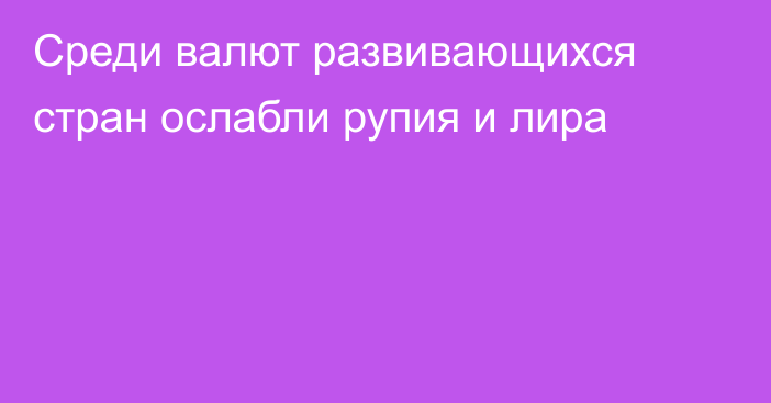 Среди валют развивающихся стран ослабли рупия и лира