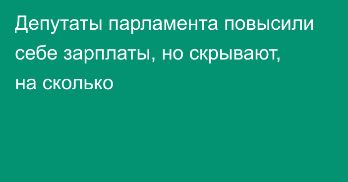 Депутаты парламента повысили себе зарплаты, но скрывают, на сколько