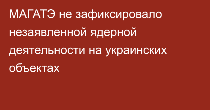 МАГАТЭ не зафиксировало незаявленной ядерной деятельности на украинских объектах