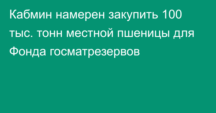 Кабмин намерен закупить 100 тыс. тонн местной пшеницы для Фонда госматрезервов