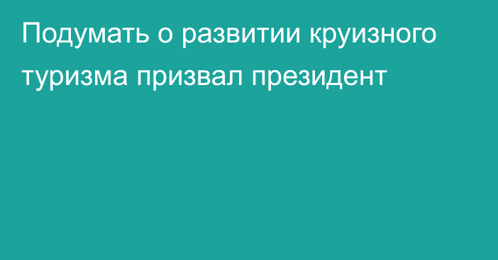 Подумать о развитии круизного туризма призвал президент