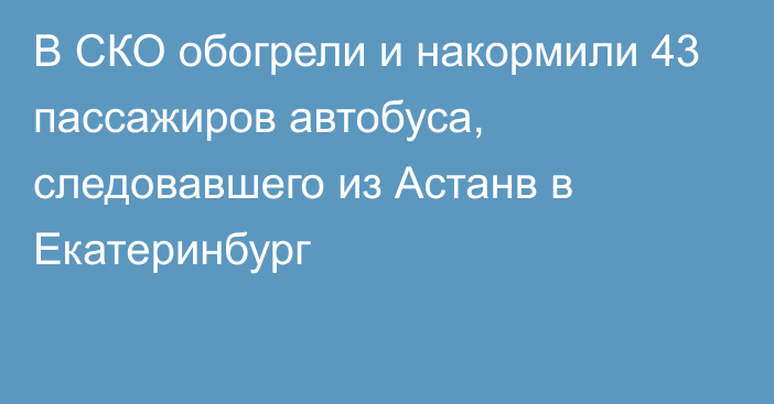 В СКО обогрели и накормили 43 пассажиров автобуса, следовавшего  из Астанв в Екатеринбург