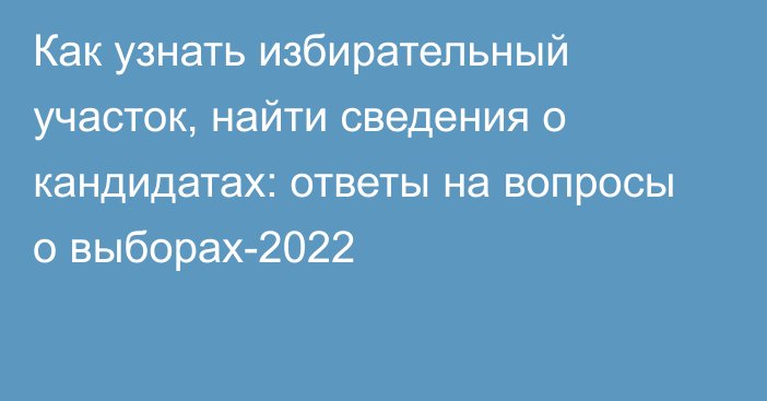 Как узнать избирательный участок, найти сведения о кандидатах: ответы на вопросы о выборах-2022