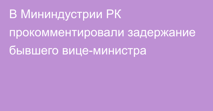 В Мининдустрии РК прокомментировали задержание бывшего вице-министра