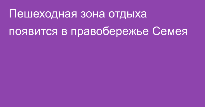 Пешеходная зона отдыха появится в правобережье Семея