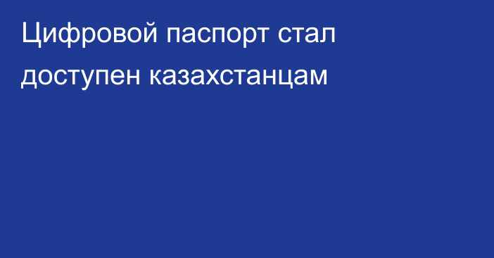 Цифровой паспорт стал доступен казахстанцам