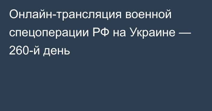 Онлайн-трансляция военной спецоперации РФ на Украине — 260-й день