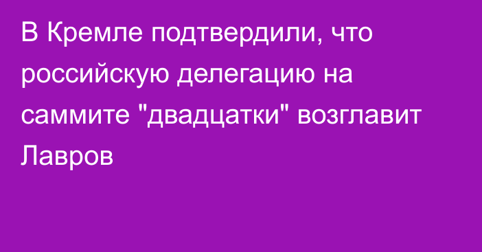 В Кремле подтвердили, что российскую делегацию на саммите 