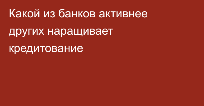 Какой из банков активнее других наращивает кредитование