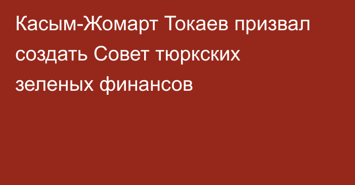 Касым-Жомарт Токаев призвал создать Совет тюркских зеленых финансов